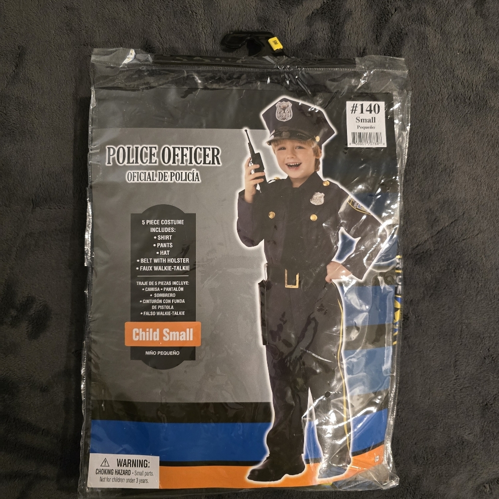 Police Officer Kids Costume - Black  Small Size For 4 To 6 Years Kids.